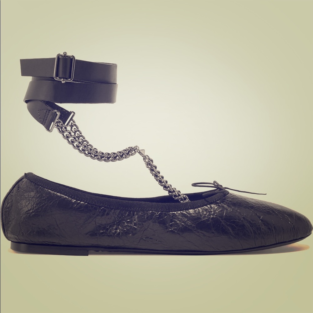 Valentino Black Rockstud Ballet Chain Ankle-wrap
